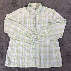 LL Bean Tropicwear Vented Fishing Shirt Men's XL Reg Green/White Long Sleeve